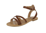 WOMAN'S SHOES TAN PU LEATHER SANDALS DOLLOP