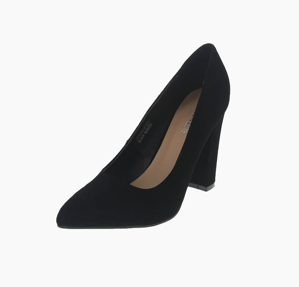 WOMAN'S SHOES BLACK SUEDE HEELS DORADO-10