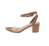 WOMEN'S SHOES CLEAR BEIGE SUEDE HEELS DOVER