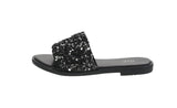 WOMAN'S SHOES BLACK GLITTER PU LEATHER SANDALS DREAM