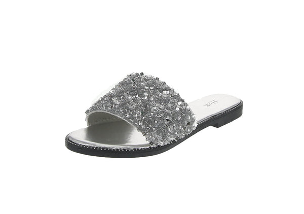 WOMAN'S SHOES SILVER GLITTER PU LEATHER SANDALS DREAM