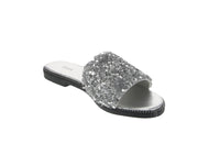 WOMAN'S SHOES SILVER GLITTER PU LEATHER SANDALS DREAM