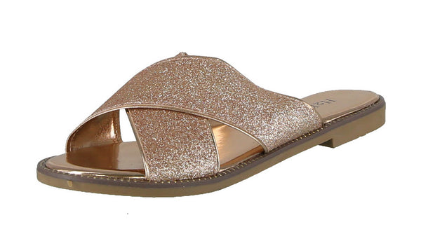 WOMAN'S SHOES ROSE GOLD GLITTER SANDALS DREAM-X