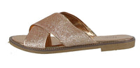 WOMAN'S SHOES ROSE GOLD GLITTER SANDALS DREAM-X