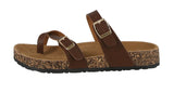 WOMAN'S SHOES DARK BROWN PU SANDALS ELENA