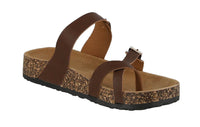 WOMAN'S SHOES DARK BROWN PU SANDALS ELENA