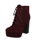 WOMAN'S SHOES WINE SUEDE BOOTIES ERICA