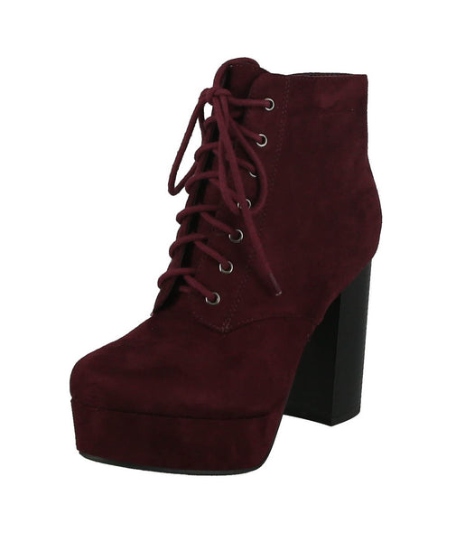 WOMAN'S SHOES WINE SUEDE BOOTIES ERICA