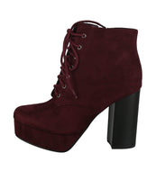 WOMAN'S SHOES WINE SUEDE BOOTIES ERICA