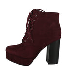 WOMAN'S SHOES WINE SUEDE BOOTIES ERICA