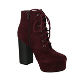 WOMAN'S SHOES WINE SUEDE BOOTIES ERICA