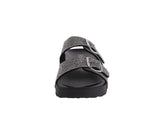 WOMAN'S SHOES BLACK GLITTER PU LEATHER SANDALS ESPEN