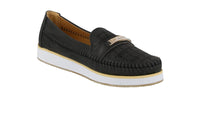 WOMAN'S SHOES BLACK PU DOCKSIDE F31-12