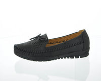 WOMAN'S SHOES BLACK PU DOCKSIDE F31-77