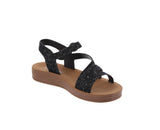 KID'S SHOES BLACK GLITTER SANDALS FAITH-5K