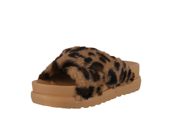 WOMAN'S SHOES LEOPARD FLUFF SANDALS FAMOUS