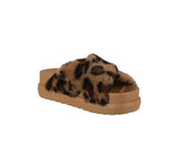 WOMAN'S SHOES LEOPARD FLUFF SANDALS FAMOUS