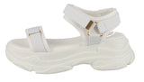 WOMAN'S SHOES WHITE FABRIC SANDAL FANCY-1