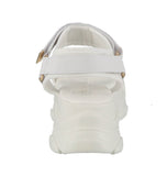 WOMAN'S SHOES WHITE FABRIC SANDAL FANCY-1