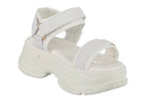 WOMAN'S SHOES WHITE FABRIC SANDAL FANCY-1