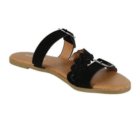 WOMAN'S SHOES BLACK SUEDE SANDALS FANTASTIC-4