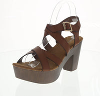 WOMAN'S SHOES TAN PU LEATHER HEELS FERRY-3