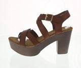 WOMAN'S SHOES TAN PU LEATHER HEELS FERRY-3