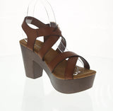 WOMAN'S SHOES TAN PU LEATHER HEELS FERRY-3