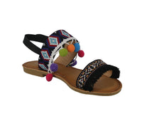 WOMAN'S SHOES BLACK PU LEATHER SANDALS FESTIVE-10