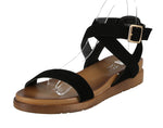 WOMAN'S SHOES BLACK SUEDE SANDALS FIESTA-38