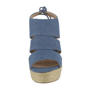 WOMAN'S SHOES BLUE DENIM WEDGE FLOWER-24X