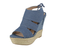 WOMAN'S SHOES BLUE DENIM WEDGE FLOWER-24X