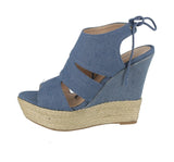 WOMAN'S SHOES BLUE DENIM WEDGE FLOWER-24X