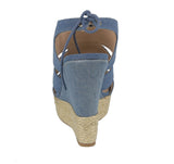 WOMAN'S SHOES BLUE DENIM WEDGE FLOWER-24X