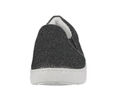 WOMAN'S SHOES PEWTER GLITTER SLIP ON TENNIS SNEAKERS FOUR SEASON