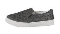 WOMAN'S SHOES PEWTER GLITTER SLIP ON TENNIS SNEAKERS FOUR SEASON