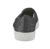 WOMAN'S SHOES PEWTER GLITTER SLIP ON TENNIS SNEAKERS FOUR SEASON