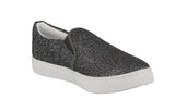 WOMAN'S SHOES PEWTER GLITTER SLIP ON TENNIS SNEAKERS FOUR SEASON