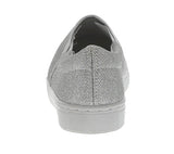 WOMAN'S SHOES SILVER GLITTER SLIP ON TENNIS SNEAKERS FOUR SEASON