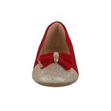 KIDS SHOES RED SUEDE/GLITTER FLATS FU-007KM