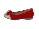 KIDS SHOES RED SUEDE/GLITTER FLATS FU-007KM