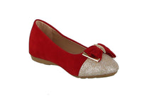 KIDS SHOES RED SUEDE/GLITTER FLATS FU-007KM