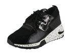 WOMAN'S SHOES BLACK SUEDE MESH TENNIS SNEAKERS GALAXY-01