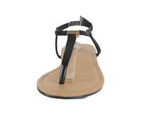 WOMAN'S SHOES BLACK PU LEATHER SANDALS GARDENIA-1