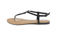 WOMAN'S SHOES BLACK PU LEATHER SANDALS GARDENIA-1