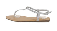 WOMAN'S SHOES SILVER GLITTER SANDALS GARDENIA-1