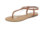 WOMAN'S SHOES TAN PU LEATHER SANDALS GARDENIA-1