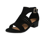 WOMAN'S SHOES BLACK SUEDE CHUNKY HEELS GILIAN-37