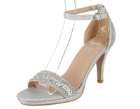 WOMAN'S SHOES SILVER MESH GLITTER HEELS GIPSY-5