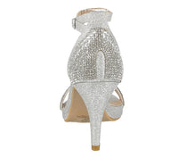 WOMAN'S SHOES SILVER MESH GLITTER HEELS GIPSY-5